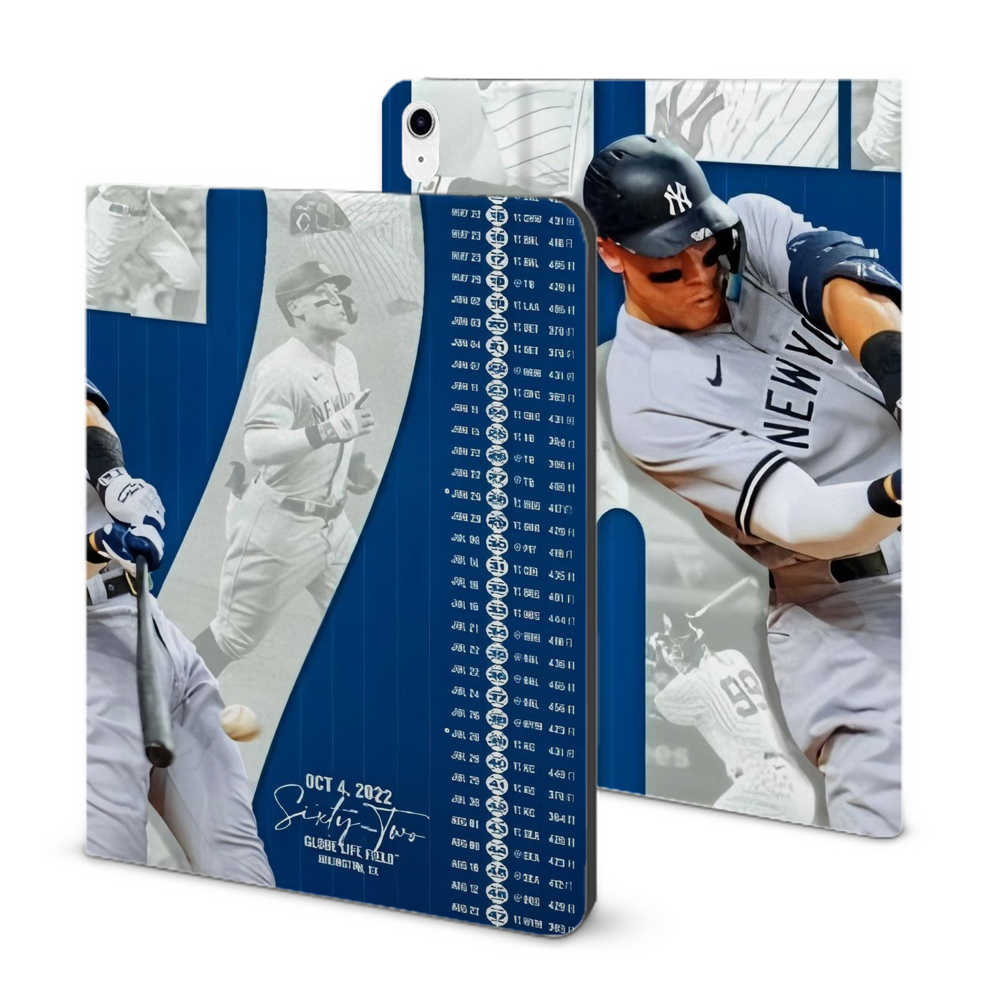 Aaron Judge AL Single Season 62  Home Run Record IPad Case Without Pencil Slot – Book-Style Cover With PU Leather & TPU – Slim, Durable, Scratch-Resistant, Full Protection & Easy Access
